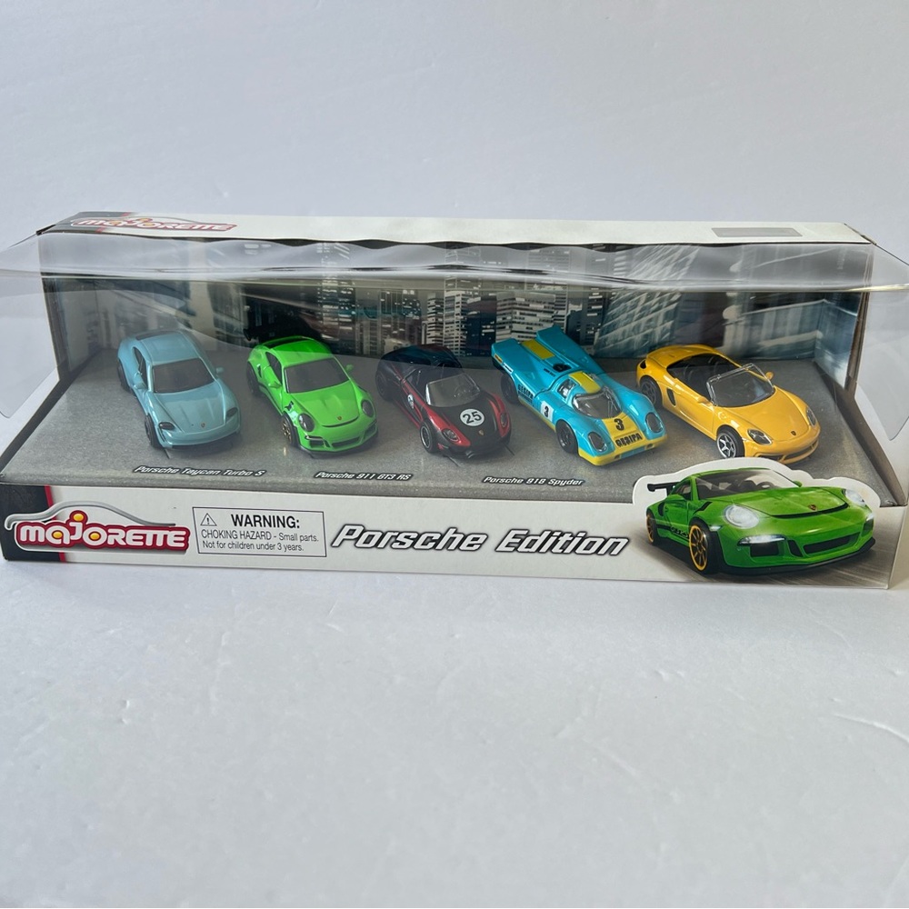 Majorette Porsche Edition 5 Pack Taycan S - 911 GT3 RS - 918 Spyder - 917 - 718